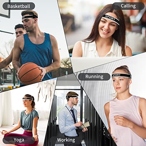 Sport Headband Bluetooth Headphones, Jimbobo Open Ear Wireless Headsets with HD Mic, TWS Stereo Sound Speakers, Adjustable Sweatband Earphones for Workout, Yoga, Running, Outdoor Sports, Black