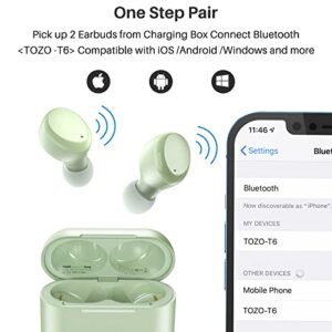 TOZO T6 Protective Silicone Case White & TOZO T6 True Wireless Earbuds Bluetooth Headphones Green