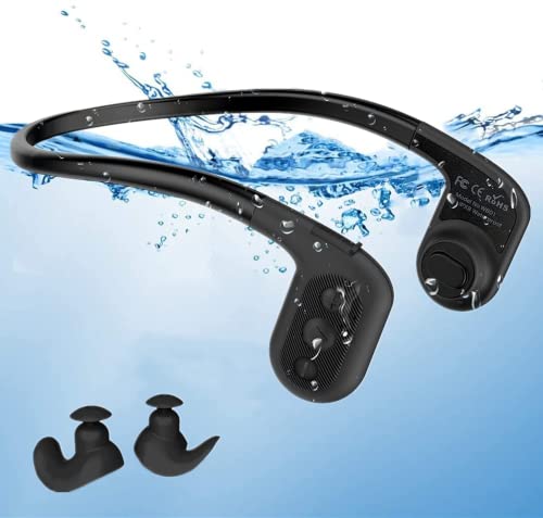 Bone Conduction Swimming Headphones, Tayogo IPX8 Waterproof Mp3 Player Built in 8GB Memory, Underwater Open-Ear Mp3 Player Wireless Headhset for Swimming Running, Cycling, Driving, Gym-Black