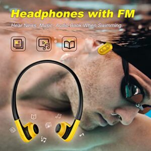 Bone Conduction Swimming Headphones, Tayogo IPX8 Waterproof Mp3 Player Built in 8GB Memory, Underwater Open-Ear Mp3 Player Wireless Headhset for Swimming Running, Cycling, Driving, Gym-Black