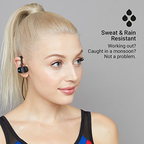 JAM Live Fast Workout Earphones 30 ft. Bluetooth Range, IP67 Sweat Resistant Earbuds 3 Sizes Included, 12 Hour Battery Life, Hands-Free Calling Black