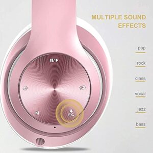 9S Bluetooth Headphones Over-Ear,CVC 6.0 Noise Cancelling Mic Wireless Headphones,60 Hrs Playtime Hi-Fi Stereo Deep Bass Foldable Headphones for Online Class, Home Office, PC, Cell Phones (Rose Gold)