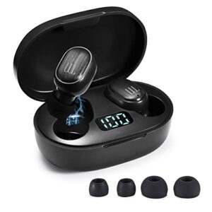 wellqual tws wireless earbuds sports earphones bluetooth v5.0 headphones wireless earphones, led power display built-in mic for clear calls, touch control, single twin mode, stereo sound (black)