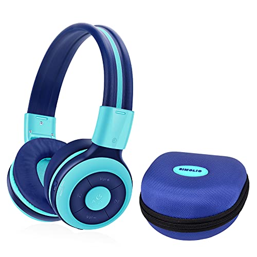 SIMOLIO Foldable Bluetooth Headphones with 75dB,85dB,94dB Volume Limit for Kids Teens and Adults, Built-in Mic and Share Port, Soft Earmuffs, Hard EVA Case, Aux Cord, Wireless and Wired Headphone-Mint