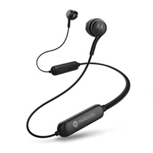 motorola bluetooth sport neckband sp110 in-ear wireless headphones with mic for clear phone calls – 11 hrs. playtime, touch control, ipx5 sweat resistant, light tangle-free design for sports – black