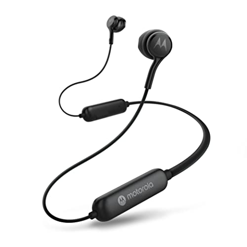 Motorola Bluetooth Sport Neckband SP110 in-Ear Wireless Headphones with Mic for Clear Phone Calls - 11 hrs. Playtime, Touch Control, IPX5 Sweat Resistant, Light Tangle-Free Design for Sports - Black