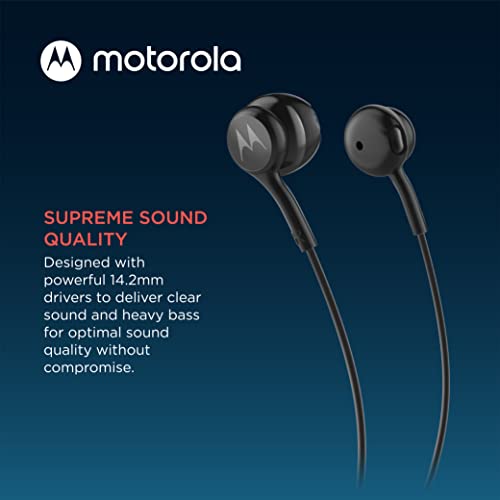 Motorola Bluetooth Sport Neckband SP110 in-Ear Wireless Headphones with Mic for Clear Phone Calls - 11 hrs. Playtime, Touch Control, IPX5 Sweat Resistant, Light Tangle-Free Design for Sports - Black