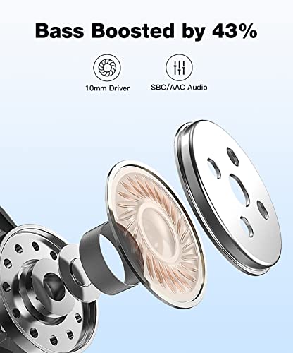 MPWHYL Wireless Earbuds, Bluetooth 5.3 Headphones with Built-in Mics, LED Display, 48H Playtime Hi-Fi Stereo Over-Ear Earphones with Earhooks, IPX7 Waterproof, Running Ear Buds for Sports