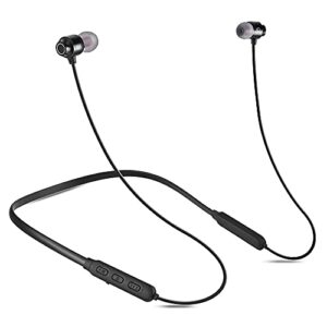 elevenses bluetooth headphones v5.1 magnetic neckband earbuds with microphone auto pairing 20hrs playtime hd sound stereo bass (black)