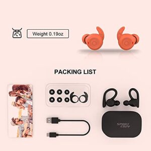 Orange Over Ear Wireless Earbuds with Earhooks Running Bluetooth Earbuds with ear hook Waterproof Small Earphones in Ear Headphones Noise Cancelling Headset Android Ear Buds for Workout Sport Gym