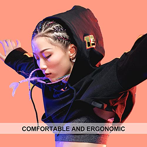 Orange Over Ear Wireless Earbuds with Earhooks Running Bluetooth Earbuds with ear hook Waterproof Small Earphones in Ear Headphones Noise Cancelling Headset Android Ear Buds for Workout Sport Gym