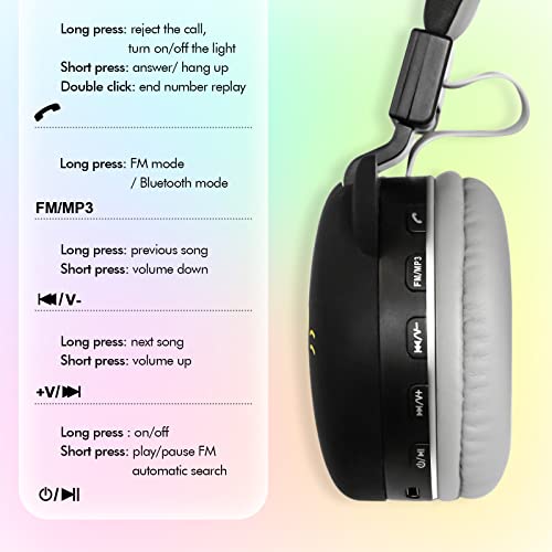 Kids Wireless Headphones, Adjustable Headband, Stereo Sound, 3.5mm Jack, Kids Bluetooth Headphones, Volume Control, Foldable, Build-in Microphone, Over-Ear Headphones for Kids for School Home, Travel