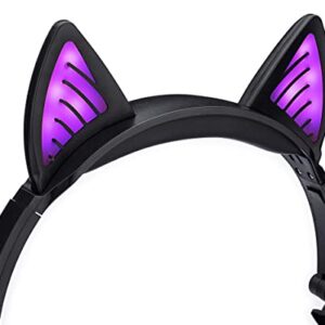 SoundBeast Bluetooth Cat Ear Headphones with Glowing Purple Lights - Wireless Headphones for Kids & Adults