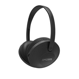 koss kph7 wireless bluetooth on-ear headphones, on-board controls with microphone, lightweight portable fold flat design for compact storage, black