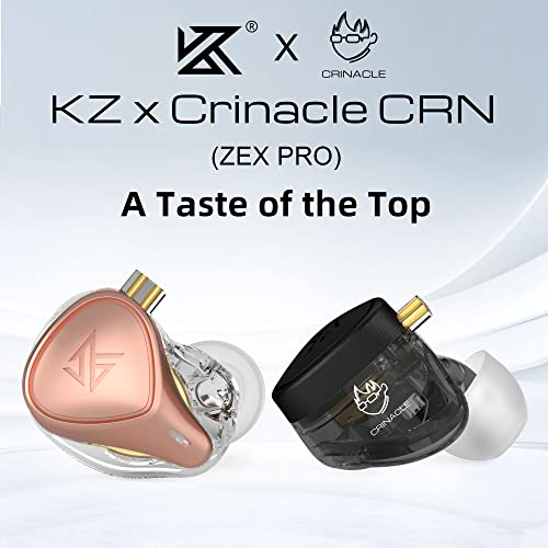 KZ x Crinacle CRN (ZEX Pro) in Ear Wired Earbuds,2DD+1BA+EST Driver High-Performance Hybrid Configuration Earphones(Black,No Mic)