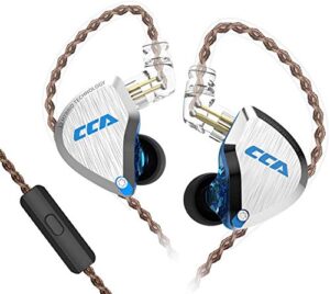cca c12 in-ear monitors, 5ba+1dd hybrid hifi stereo noise isolating iem wired earphones/earbuds/headphones with detachable tangle-free cable 2pin for musician audiophile (with mic, dream blue)