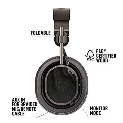 House of Marley Exodus ANC: Noise Cancelling Over-Ear Headphones with Microphone, Wireless Bluetooth Connectivity, and 28 Hours of Playtime