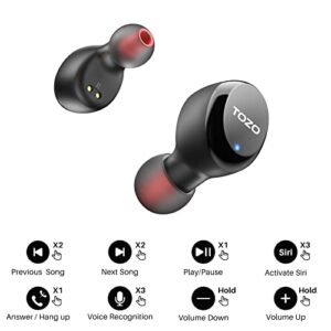 TOZO T6S Bluetooth 5.2 2022 New Version True Wireless Earbuds Environmental Noise Cancellation Stereo Headphones Built in Mic Headset Premium Sound with Deep Bass Support APP Control for Sport