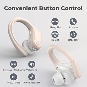 Wireless Earbuds, 75Hrs Playtime Bluetooth 5.1 Headphones, True Wireless Earphones with Digital Display & CVC 8.0 Noise Cancelling, Waterproof Earbuds with Mic for Sport,Running,Yoga, Workout Apricot