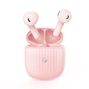 giec wireless earbuds bluetooth earbuds with microphone noise canceling earbuds wireless earphones for android ios phone in ear headphone woman true wireless stereo small earphones pink
