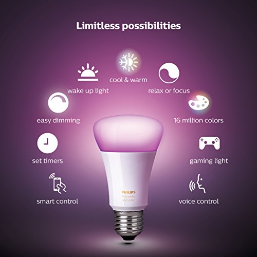 Philips Hue 2-Pack Premium Smart Light Starter Kit, 16 million colors, for most lamps & overhead lights, Works with Alexa, Apple HomeKit and Google Assistant, Soft White