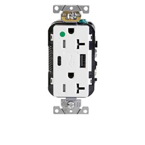 leviton t5833-hgw heavy-duty hospital grade, tamper resistant, type a-c usb charger receptacles, 20 amp, white