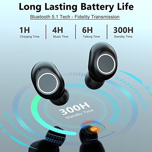 Bluetooth Wireless Earphones for Samsung Galaxy S22 Ultra Z Flip 3 True Wireless Earbuds with LED Display Noise Cancelling Deep Bass Stereo Sound Headset in-Ear with Mic for iPhone Samsung Black