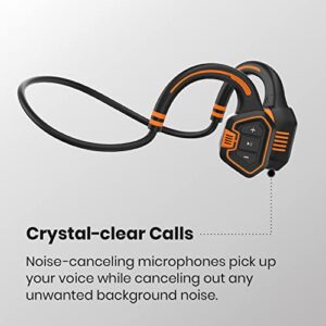 Conduction Labs Freestyle Open-Ear Bone Conduction Swimming Headphones, IP68 Waterproof,Bluetooth Wireless Headset,Waterproof Bone Conduction Headphones,Bone Conduction,Water Resistant,(Black/Orange)