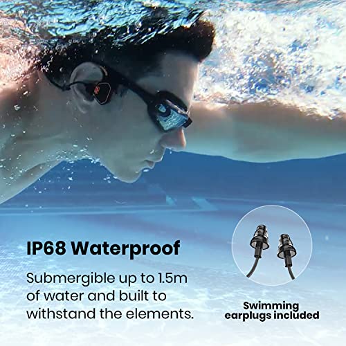 Conduction Labs Freestyle Open-Ear Bone Conduction Swimming Headphones, IP68 Waterproof,Bluetooth Wireless Headset,Waterproof Bone Conduction Headphones,Bone Conduction,Water Resistant,(Black/Orange)