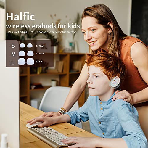 Halfic Wireless Earbuds for Kids and Adult, Bluetooth 5.0 Earbuds with Mic and Charge case, Cute in-Ear Headphone- 36H Playtime IPX5 Waterproof Touch Control, HiFi Stereo Earphone for Girls and Boys