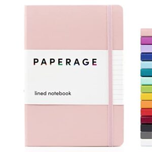 paperage lined journal notebook, (blush), 160 pages, medium 5.7 inches x 8 inches – 100 gsm thick paper, hardcover