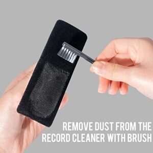 CLICK CLEAN Vinyl Record Cleaner Brush, Anti-Static Vinyl Record Cleaner Kits, Includes Ultra-Soft Velvet Brush & Small Microfiber Brush, Drawstring Storage Pouch