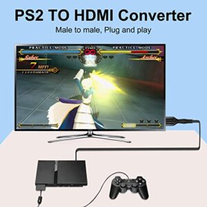 Wiistar PS2 to HDMI Converter Adapter PS2 HDMI Cable 1m/3.2ft Video Converter for HDTV HDMI Monitor Supports All PS2 Display Modes