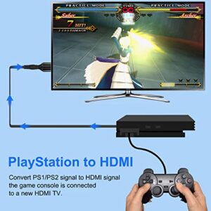 Wiistar PS2 to HDMI Converter Adapter PS2 HDMI Cable 1m/3.2ft Video Converter for HDTV HDMI Monitor Supports All PS2 Display Modes