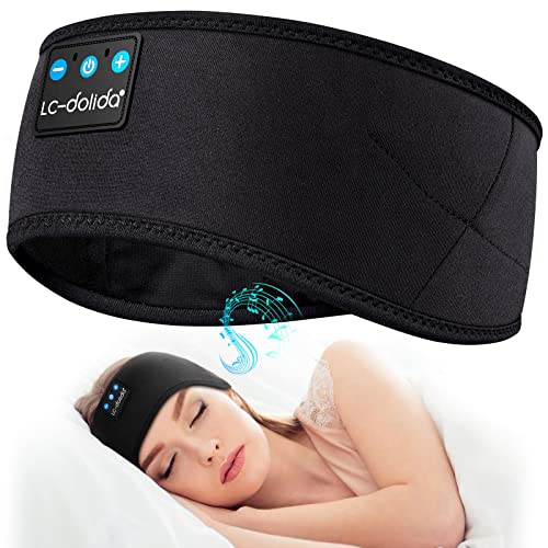 LC-dolida Sleep Headphones Bluetooth Headband, Cozy Band Wireless Headphones, Sleep Mask with Bluetooth Thin HD Stereo Speakers Perfect for Side Sleepers, Sport, Yoga, Travel