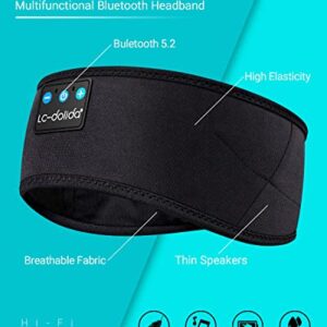 LC-dolida Sleep Headphones Bluetooth Headband, Cozy Band Wireless Headphones, Sleep Mask with Bluetooth Thin HD Stereo Speakers Perfect for Side Sleepers, Sport, Yoga, Travel