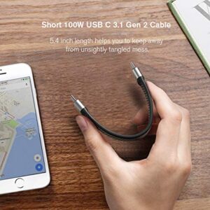 LamToon Short USB C to USB C Cable, USB 3.2 Gen 2 Type C Cable 10Gbps Data Transfer 100W PD Fast Charge Cable FPC Design, 4K@60Hz Video Output, Thunderbolt 3 Compatible for MacBook Pro, iPad Pro
