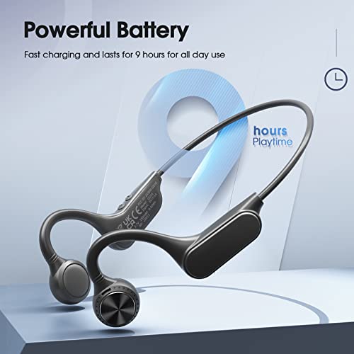 Bluetooth Bone Conduction Sport Headphones, Open-Ear Wireless Running Headphones w/Stereo Sound,Bluetooth 5.0 Earbuds Hearing Protection Earphone w/IPX5 Waterproof/9Hrs Playtime/ Microphone for Call