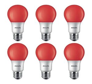 philips led 463216 a19 party bulbs: 8-watt (60-watt equivalent), e26 medium screw base, red light, 6-pack
