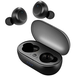 bluetooth earbuds, wireless earphones with charging case, ipx5 waterproof 5.0 headsets, hi-fi deep bass stereo sound, touch-control, noise cancelling headphones with deep bass sound for sports