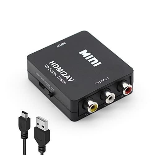 Sorthol HDMI to RCA Converter, 1080p HDMI to AV Converter Mini HDMI to 3RCA CVBs Composite Video Audio Adapter for TV/PS3/VHS/VCR/DVD/PC/Blu-Ray DVD