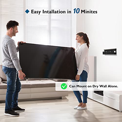 BONTEC No-Stud TV Wall Mount for 26-55 inch LED LCD OLED Plasma Flat/Curved TVs, with Max VESA 400x400mm, No Damage Drywall Studless TV Wall Mount, Bubble Level and Cable Ties Included