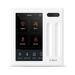 brilliant smart home control (2-switch panel) — alexa built-in & compatible with ring, sonos, hue, google nest, wemo, smartthings, apple homekit — in-wall touchscreen control for lights, music, & more