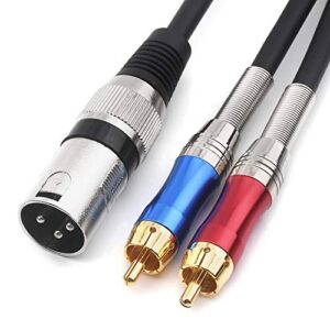 disino dual rca to xlr male y splitter patch cable, unbalanced 2 rca/phono plug to 1 xlr splitter duplicator lead y-cable adapter -5feet/1.5m