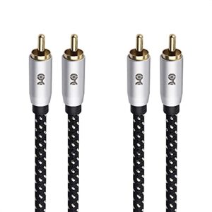 cable matters braided 2-pack shielded subwoofer cable 10 ft, rca cable/digital coaxial cable (digital audio coaxial cable and lfe subwoofer cable) – 3m / 10 feet