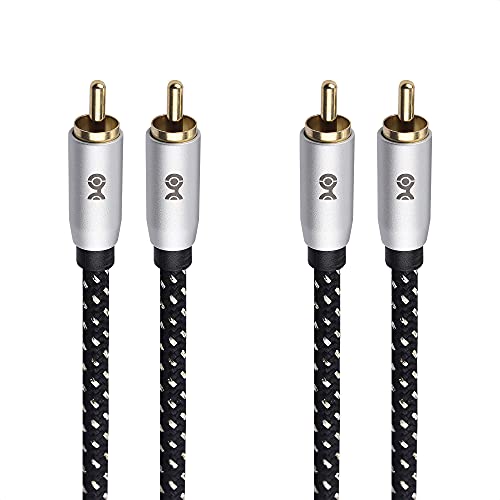 Cable Matters Braided 2-Pack Shielded Subwoofer Cable 10 ft, RCA Cable/Digital Coaxial Cable (Digital Audio Coaxial Cable and LFE Subwoofer Cable) - 3m / 10 Feet
