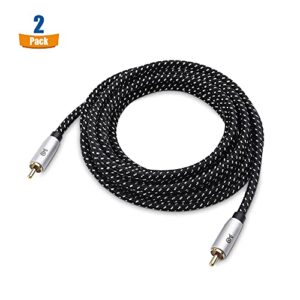 Cable Matters Braided 2-Pack Shielded Subwoofer Cable 10 ft, RCA Cable/Digital Coaxial Cable (Digital Audio Coaxial Cable and LFE Subwoofer Cable) - 3m / 10 Feet