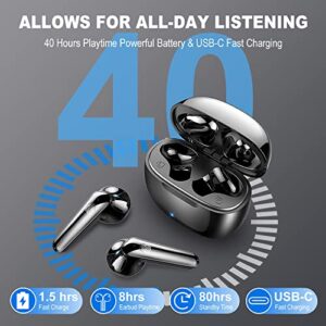 Wireless Earbud, Bluetooth 5.3 Headphones with 4 ENC Mic, Bluetooth Earbud in Ear Noise Cancelling Wireless Earphones Deep Bass Mini Earbud 40H Play IP7 Waterproof Sports Ear Buds USB-C[New Upgrade]