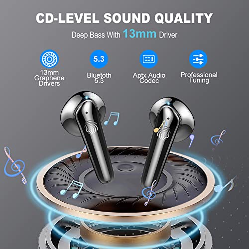 Wireless Earbud, Bluetooth 5.3 Headphones with 4 ENC Mic, Bluetooth Earbud in Ear Noise Cancelling Wireless Earphones Deep Bass Mini Earbud 40H Play IP7 Waterproof Sports Ear Buds USB-C[New Upgrade]