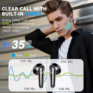 Wireless Earbud, Bluetooth 5.3 Headphones with 4 ENC Mic, Bluetooth Earbud in Ear Noise Cancelling Wireless Earphones Deep Bass Mini Earbud 40H Play IP7 Waterproof Sports Ear Buds USB-C[New Upgrade]